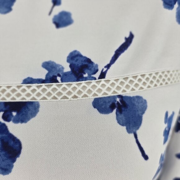 Ralph Lauren Royal Blue Floral Lace Trim Sheath Dress 3/4 Sleeves Womens Sz 16 - Picture 4 of 13